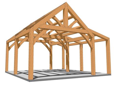 20x20 King Post With Shed Roof Plan Timber Frame Hq Timber Frame