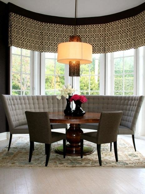 Curved dining table benches are a fresh and innovative style we are loving! curved bench dining table banquette seating | Dining room ...