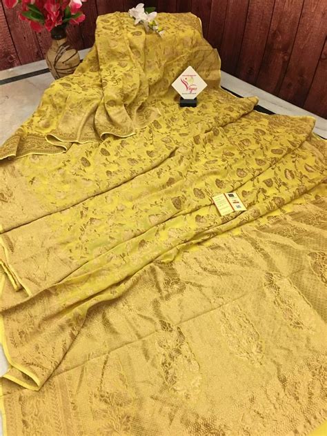 corn yellow color georgette banarasi silk mark saree saree saree shopping color