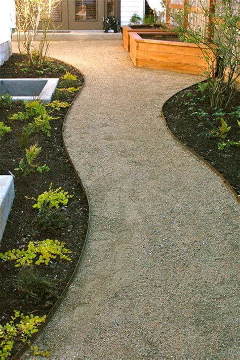 It's often mixed with a stabilizing agent that keeps it in place. Decomposed granite paths, steel edging. - Contemporary ...