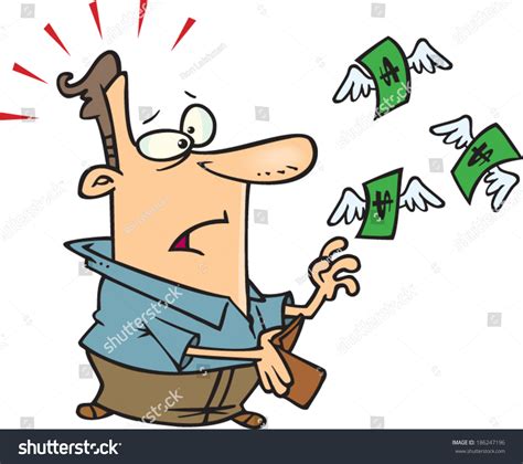 Cartoon Man Watching His Money Fly Stock Vector 186247196