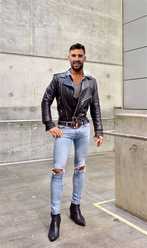 Pin By Robercik On Mode Homme Super Skinny Jeans Men Tight Jeans Men Black Leather Biker Jacket