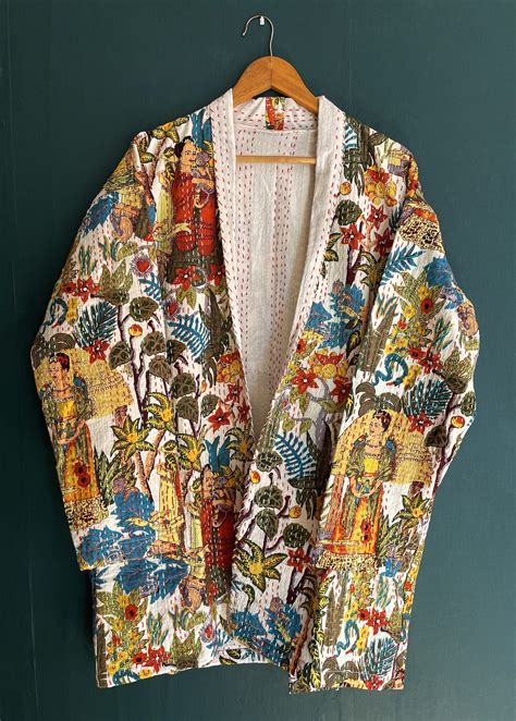 Cotton Kimono Dress Print Kimonos Cotton Jacket Kantha Jacket Quilt
