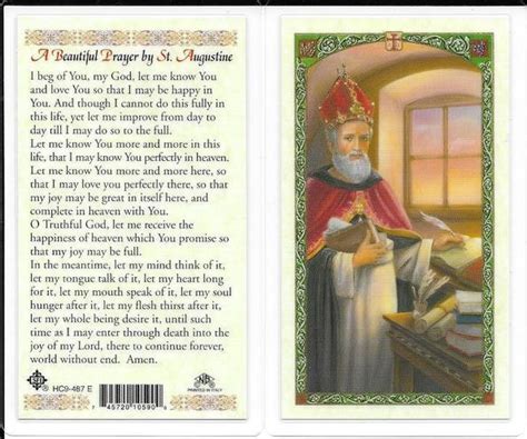 Laminated Prayer Card By St Augustine Confraternity Of Penitents
