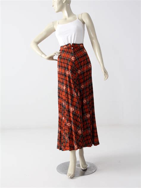 Vintage 70s Plaid Maxi Skirt 86 Vintage