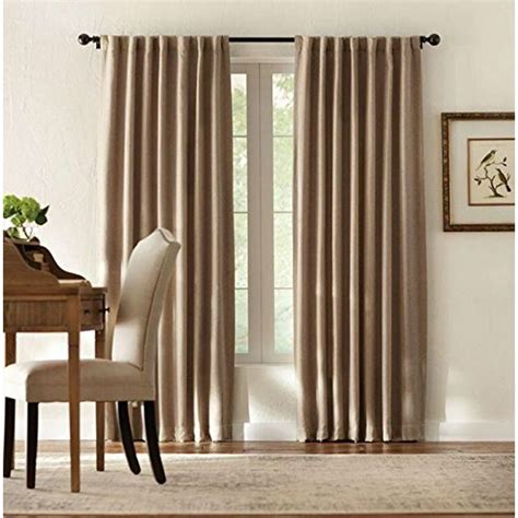 Home Decorators Collection 84 In L Taupe Polyester Back Tab Curtain