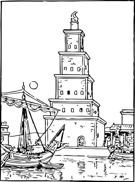 Free printable lighthouse coloring page (pdf format) to download and print. Ancient Lighthouse clip art Free vector in Open office ...