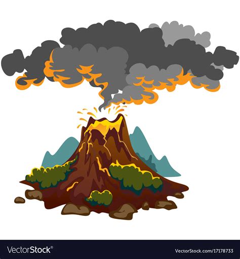 A Set Of Volcanoes Of Varying Degrees Of Eruption Vector Image