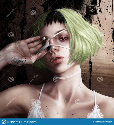 Girl With An Eye Patch Stock Illustration Illustration Of