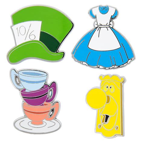 Disney Alice In Wonderland Pin Trading Flair Set Dress Mad Hatter Hat