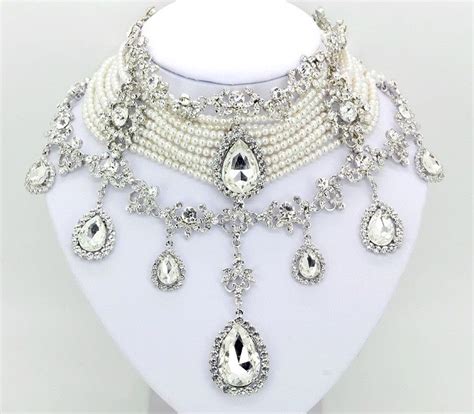2013 Junoque Sex Luxury Crystal Pearls Bridal Necklace In Stock Luxury Wedding Jewery Necklace