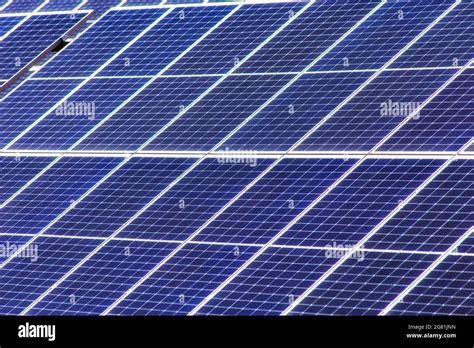 Endless Cells Of Solar Panels Farm Generating Renewable Electricity