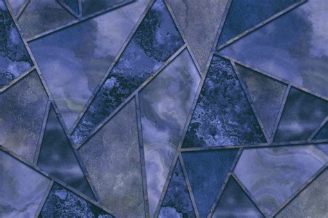 Navy Blue Marble Triangles Wallpaper Happywall