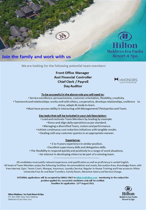A new opening hotel in the maldives needs professional bartenders. Job Maldives: Career Opportunities at Hilton Maldives