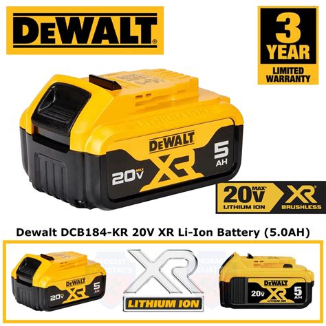 Dewalt Dcb184 Kr 20v Xr Li Ion Battery 50ah Dewalt Bateri Shopee