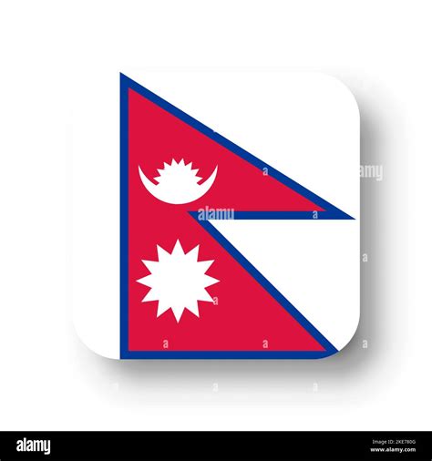 Nepal Flag Flat Vector Square With Rounded Corners And Dropped Shadow