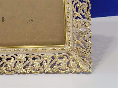 Vintage Metal Picture Frame Gold Floral Filigree Lace 12 X 10 Etsy