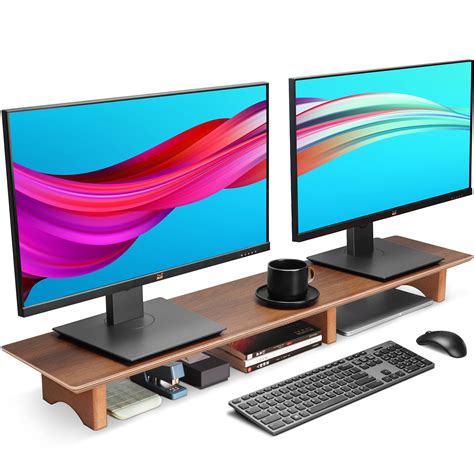 Mua Aothia Large Dual Monitor Stand Riser Solid Wood Desk Shelf With