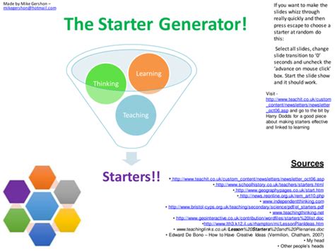 The Starter Generator Ks2 4ages 7 16 Starters Teaching Resources