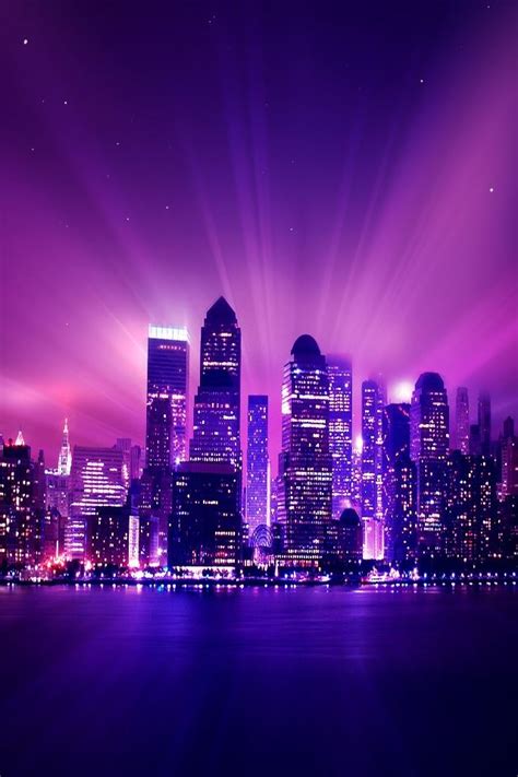 Purple Shiny Night City Iphone 4s Wallpapers Free Download