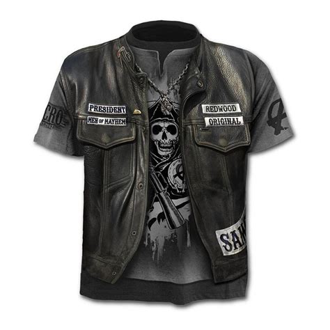 Tee Shirt Sons Of Anarchy Faux Gilet 3d