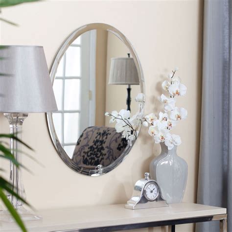 This vanity mirror will add a touch of majesty to any room. Oval 36-inch Frameless Beveled Vanity Wall Mirror