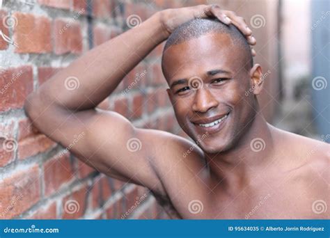 Shirtless African Man With Perfect White Smile Stock Image Image Of American Closeup 95634035