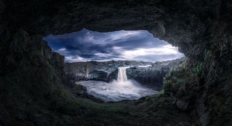 Waterfall View From Cave Wallpaper Hd Nature 4k Wallpapers Images And