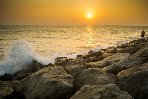 Rocky Beach Sunset Free Image By Ajm On