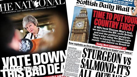 Scotlands Front Pages Brexit Vote And First Ministers Spat Bbc News