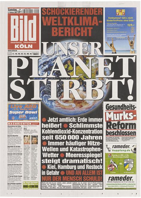 Die reichweite hatte im jahr 2012 noch bei 12,77 millionen lesern gelegen. LeMO-Objekt: Bild-Schlagzeile "Unser Planet stirbt"