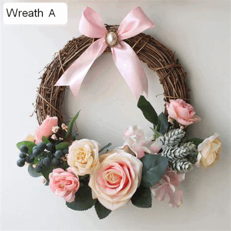 Pink Rose Flower Wreath Artificial Silk Flower Wreath For Wedding
