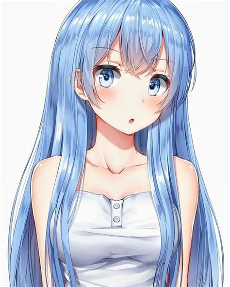 일본 애니메이션 귀여운 여자 소녀 캐릭터 이미지 Anime Blue Hair Anime Girl Hairstyles