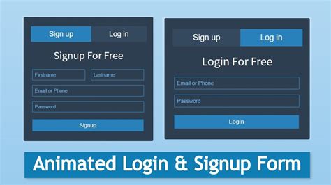 Animated Login Signup Form Using HTML CSS Javascript YouTube