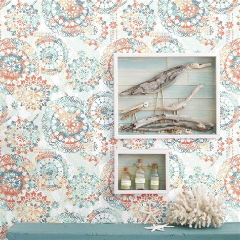 Roommates Bohemian Tanblue Peel And Stick Wallpaper