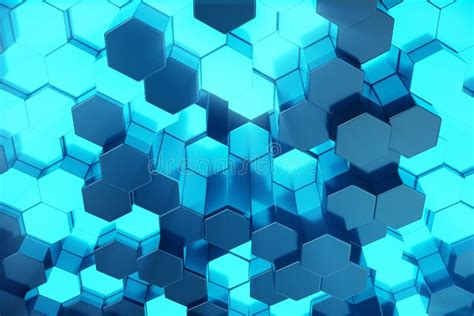 3d Illustration Abstract Blue Of Futuristic Surface Hexagon Pattern