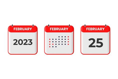 25 De Febrero Icono De Diseño De Calendario Calendario 2023 Cita