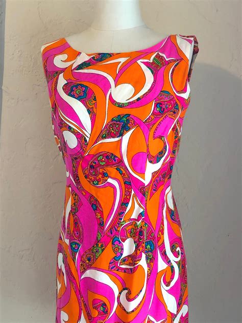 vintage 1960 s mod era psychedelic print mildred s of hawaii dress