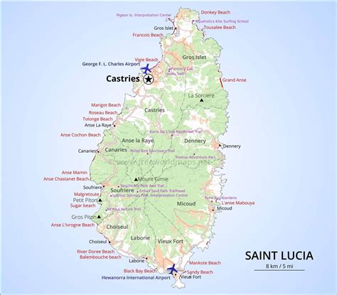 A Map Of St Lucia Island Maps Images And Photos Finder