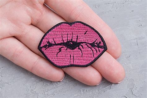 Kissing Lips Patch Girly Badge Embroidered Applique Pop Culture T
