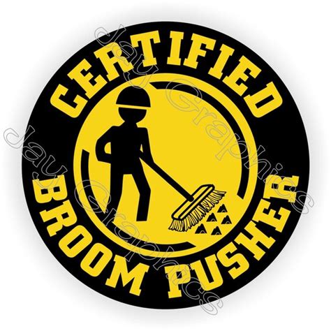 2 Helmet Decals Sweeper Safety Laborer Funny Broom Pusher Hard Hat