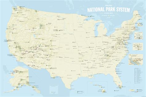 423 National Park System Units Map 24x36 Poster Best Maps Ever