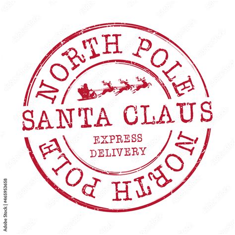 Santa Claus North Pole Stamp Mail Christmas Vector Sign Round Design