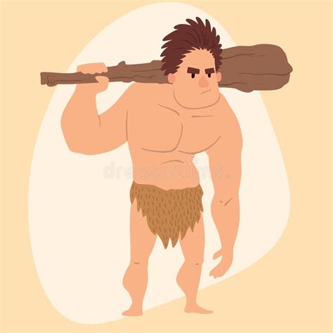 Caveman Primitive Stone Age Cartoon Man Neanderthal Human Character