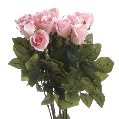 Dozen Pink Artificial Long Stem Roses Picks And Stems Floral