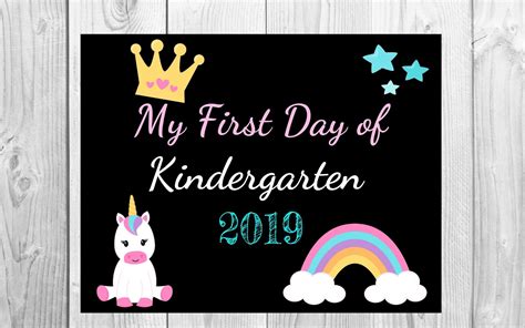 My First Day Of Kindergarten Unicorn Sign 8x11 Pdf Printable By