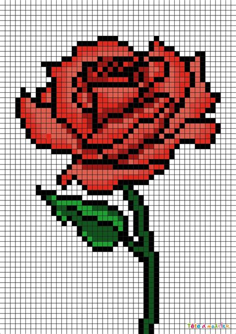 Pixel Art Grid Pixel Art Rose Your Number One