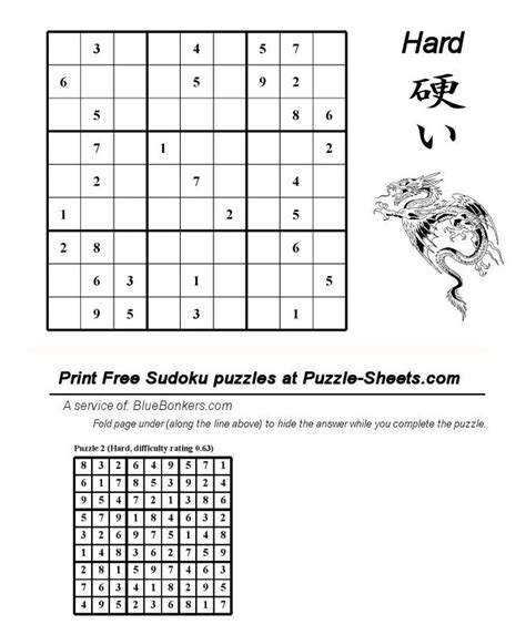 Get a high score on the daily sudoku with our updated scoring guide! Bluebonkers : Free Printable Daily Sudoku Puzzle - HARD ...