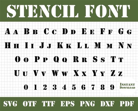 Stencil Font Stencil Font SVG Stencil Alphabet SVG Army Etsy