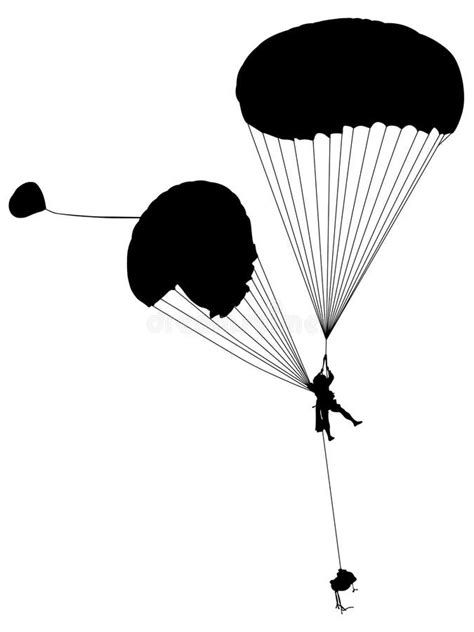 Parachute Silhouette Hand Drawn Vector Eps Logo Icon Silhouette